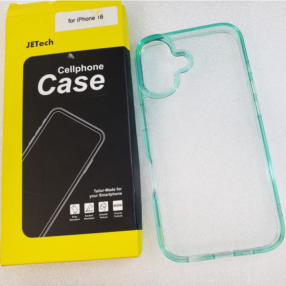 JETech Clear TPU Case with Light Green Bumper for Apple iPhone 16